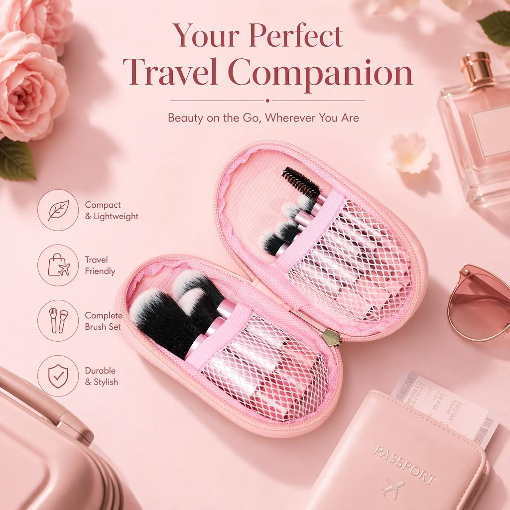 Fortis Travel size Makeup Brush Set-Eco-Friendly Cosmetic professional grade Brushes
