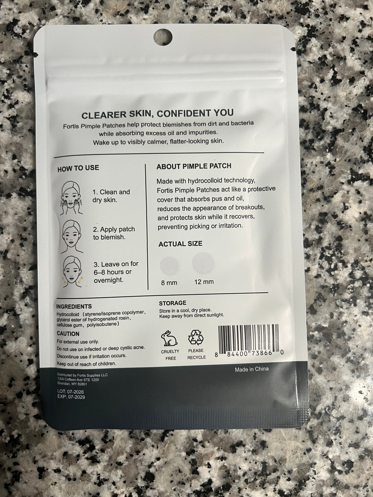 Fortis Acne Pimple Patches Hydrocolloid (108 Patches, 8mm & 12mm Sizes)