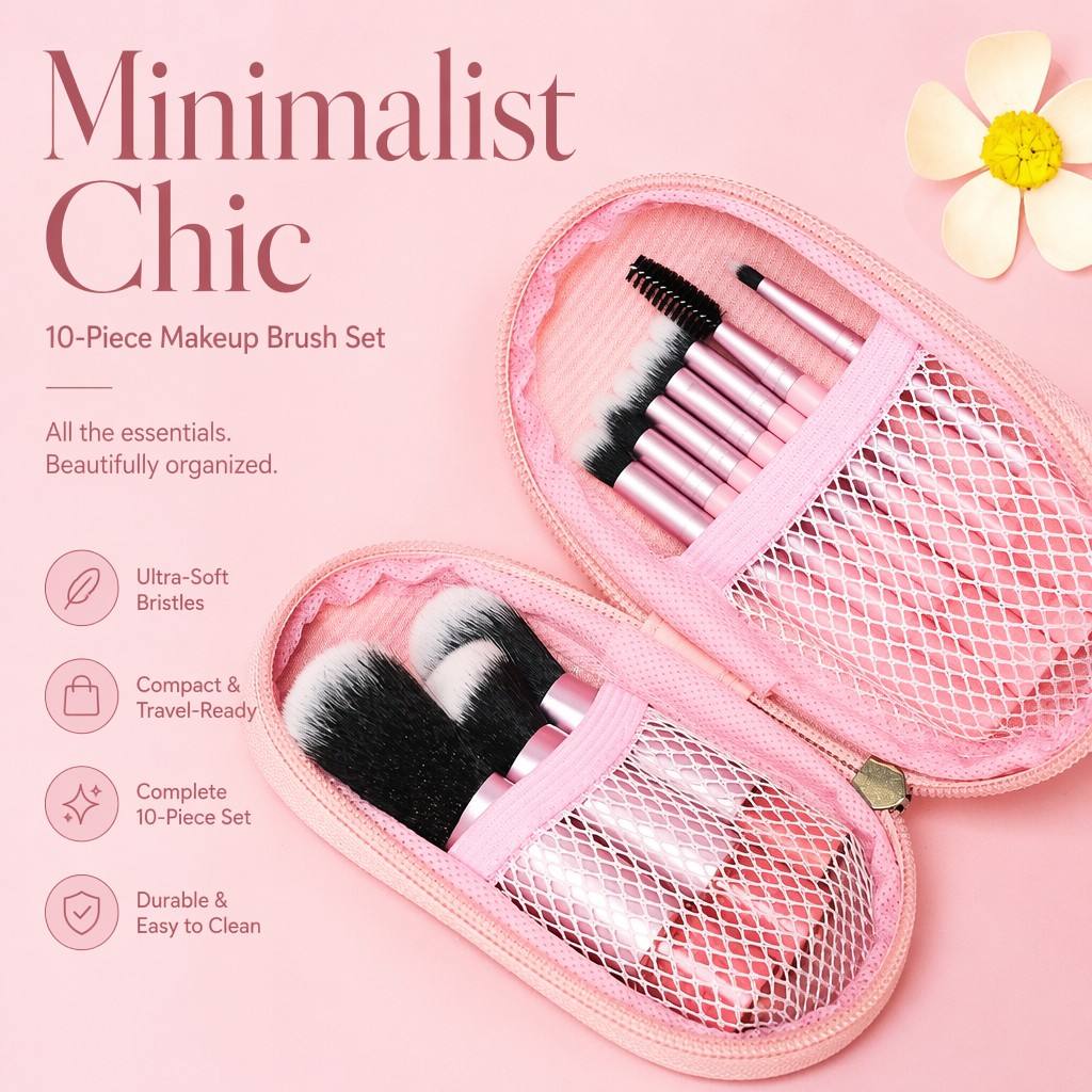 Fortis Travel size Makeup Brush Set-Eco-Friendly Cosmetic professional grade Brushes