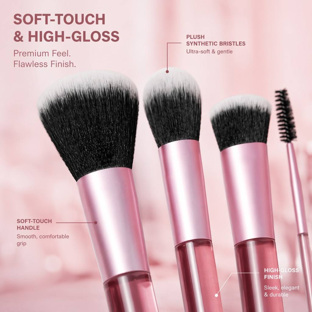 Fortis Travel size Makeup Brush Set-Eco-Friendly Cosmetic professional grade Brushes
